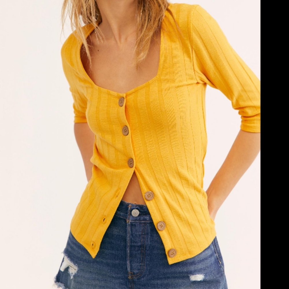 (A-2) NEW Free people Central Park Gold top NWT sz S